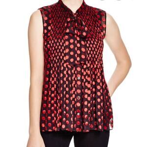 DVF Diane Von Furstenberg Aidan Blouse Black Red polka Dot size 4 small